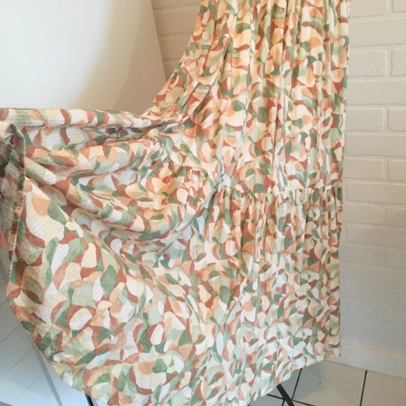 Abercrombie & Fitch Maxi dress Cotton Lined Tiered Pleated Knotted Strap Sz S - Picture 11 of 14